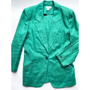 Women's Vintage Ann Taylor Green Linen Blazer Size 12